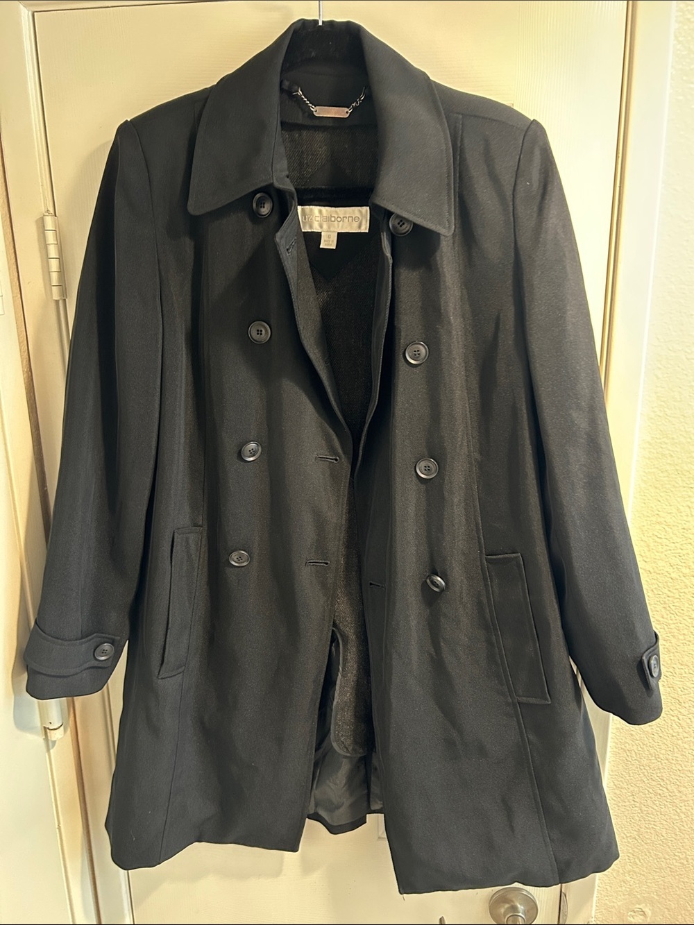 Vintage Liz Claiborne Black Double Breasted Car Coat Jacket Women’s